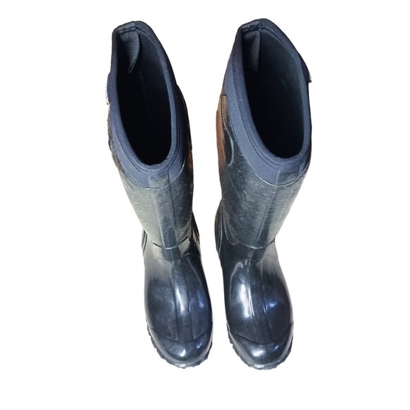 Bogs rider emboss women black tall fashion rain boots Size 6 - Picture 6 of 13